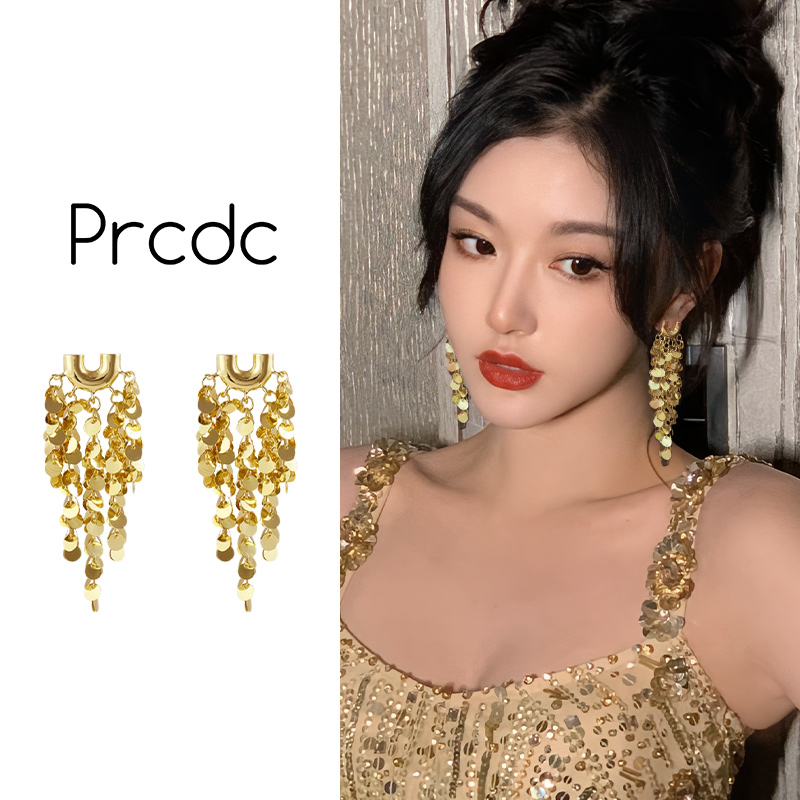 金色流苏耳环小众独特设计耳钉