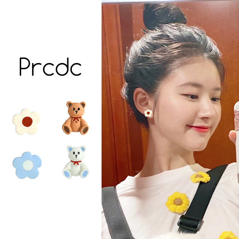 卡通花朵小熊软垫耳夹