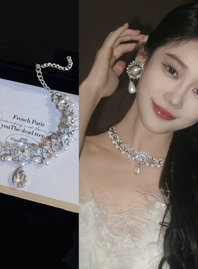 轻奢高级感珍珠款项链女2025新款爆款锁骨链水滴吊坠礼服颈链配饰