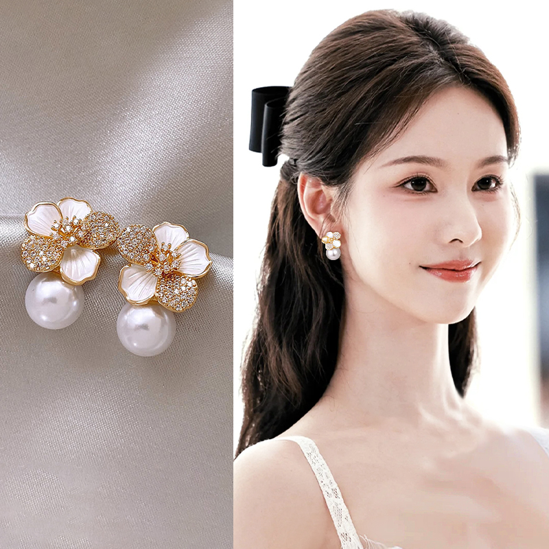 花朵珍珠款耳夹女无耳洞