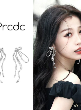 银色蝴蝶结螺旋耳夹女气质轻奢高级感独特无耳洞耳环夸张新款耳饰