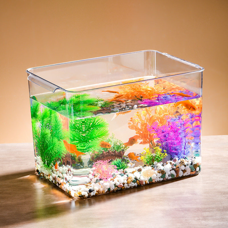 鱼缸微景观塑料透明长方形金鱼缸造景乌龟缸加大号生态桌面水族箱