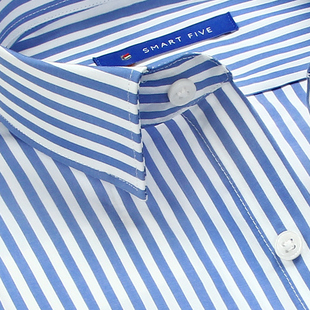 韩版 职业上班棉氨微弹衬衣修身 帅气免熨烫衬衣 男长袖 蓝白条纹衬衫