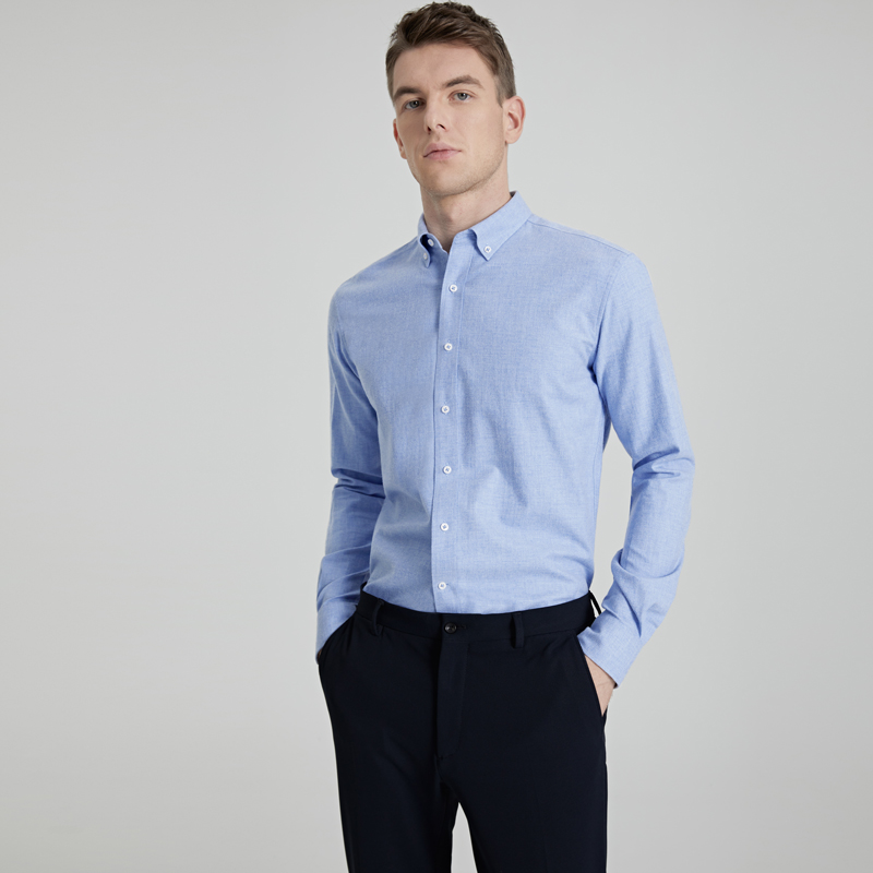 早秋基础款法兰绒磨毛正装衬衫