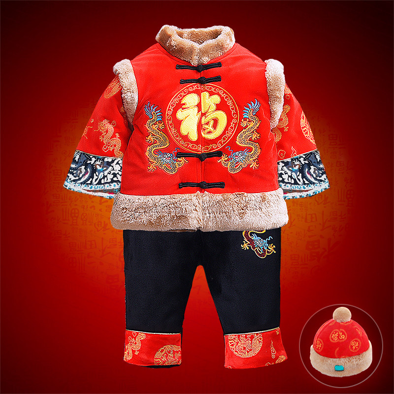 宝宝加厚唐装拜年服抓周服加厚