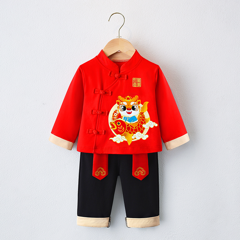 男童汉服春夏季薄款中国风儿童古装演出服唐装男宝宝周岁礼服套装