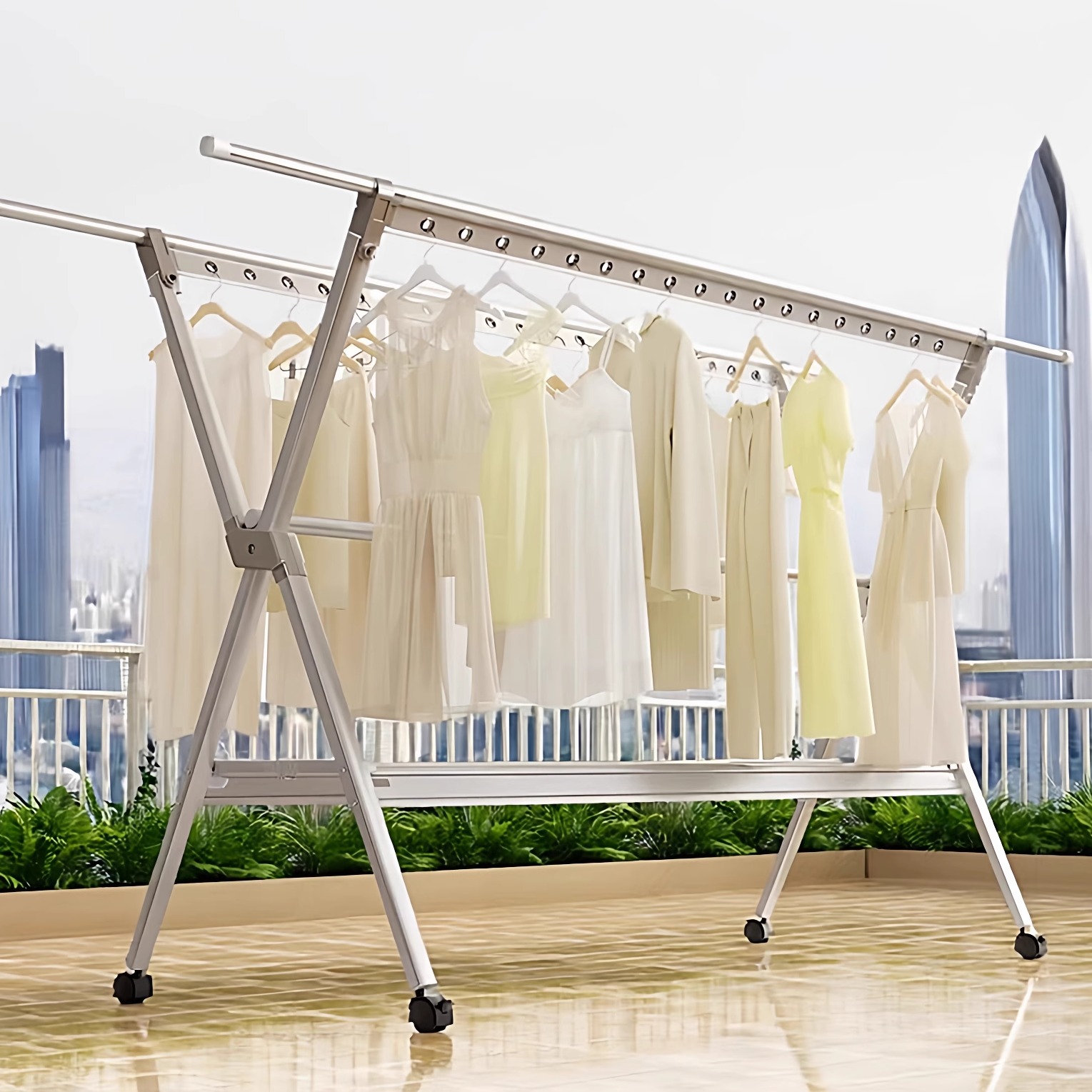 免安装高端铝合金晾衣架加粗加厚