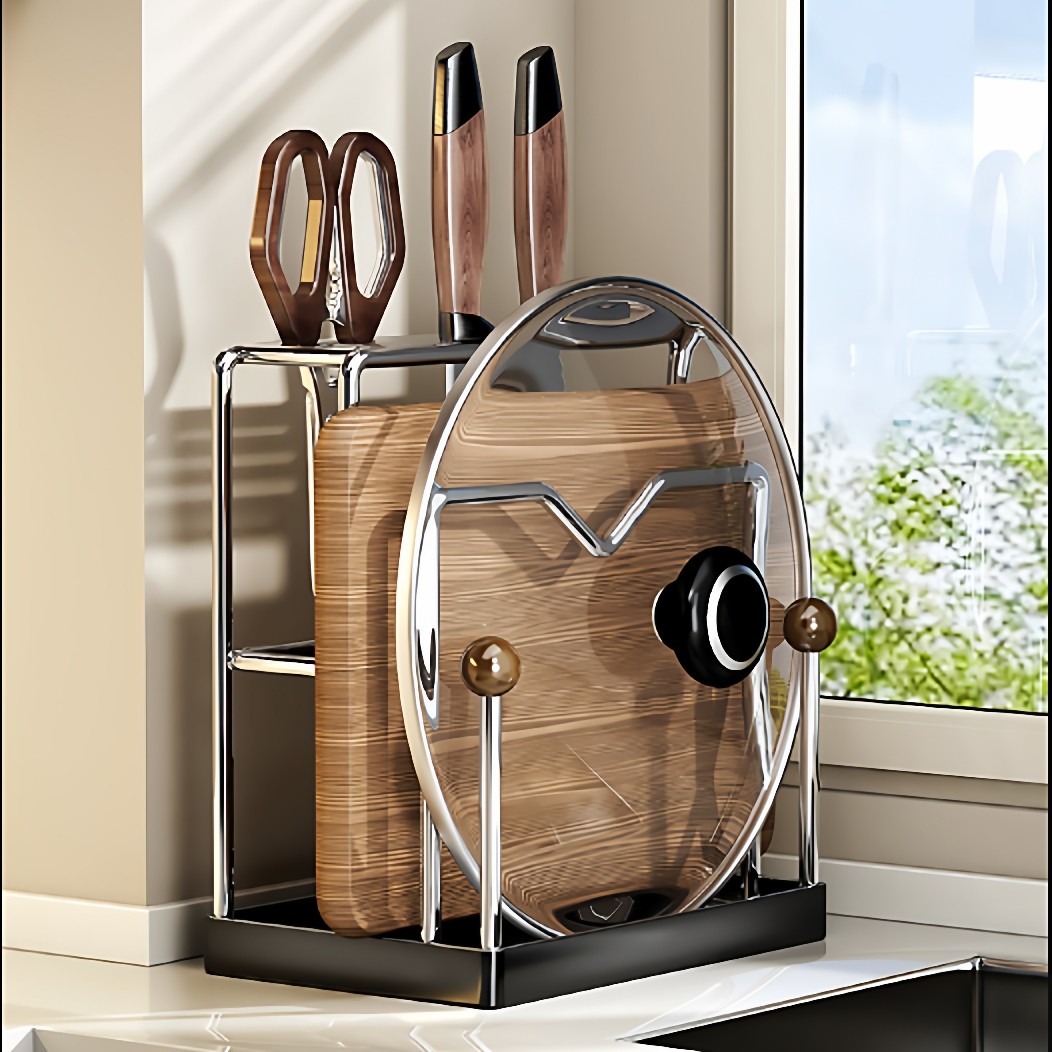 厨房刀架台面置物架砧板锅盖一体收纳沥水架多功能刀具菜板放置架,厨房/烹饪用具,刀架,淘宝优惠券,粉丝福利购,淘宝优惠卷