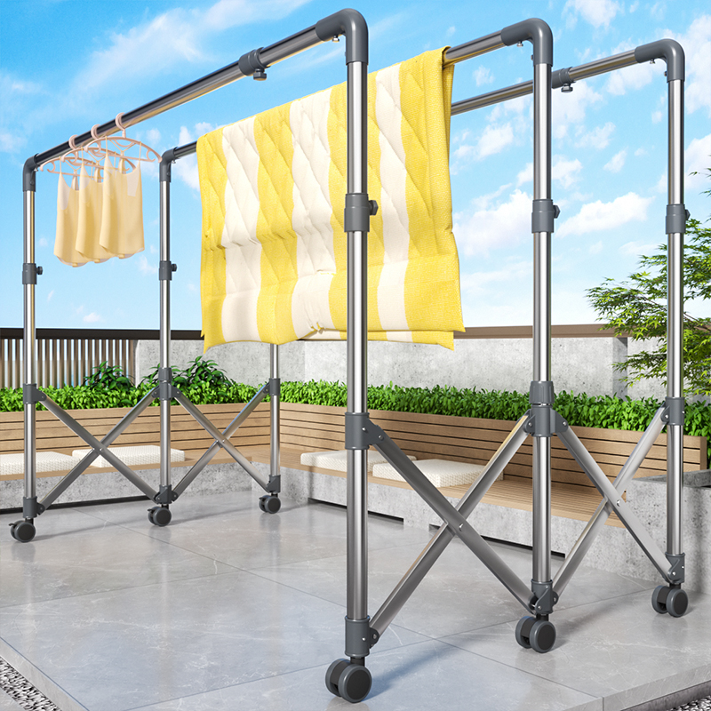 晾衣架落地折叠阳台晒被子神器