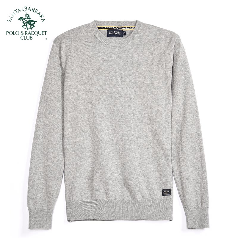 POLO圣大保罗春秋季男款圆领高端舒适纯棉男士针织打底衫薄毛衣