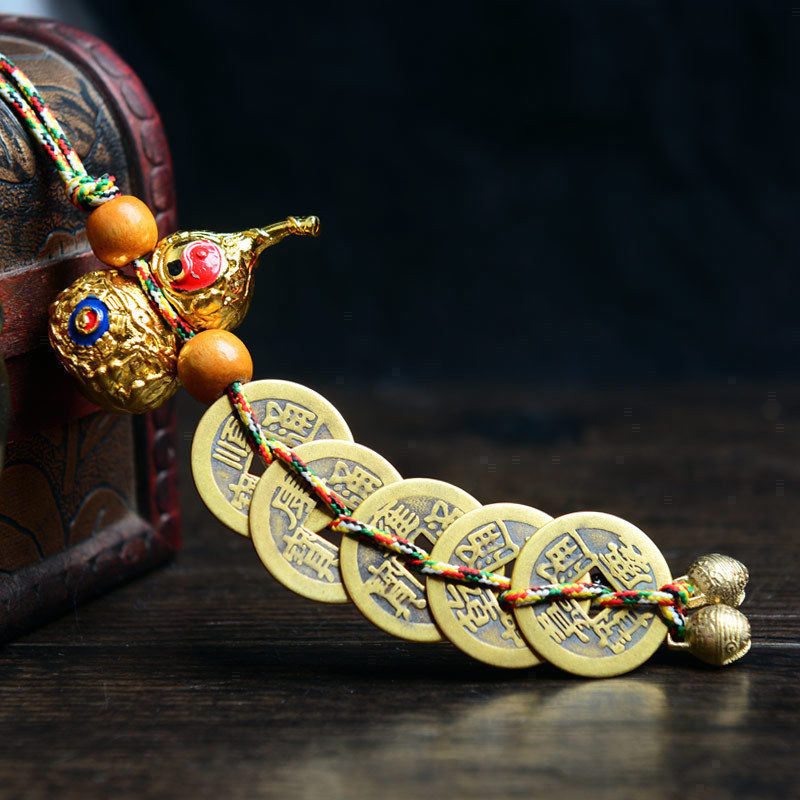 Zen Court Copper Alloy Eight trigrams gourd Five emperors' money Pendant trumpet Mascot Home Furnishing originality decorate Decorationin the Home accessories , 摆件类, 桌面摆件 category - from Buy2taobao.com to provide professional Taobao agent buy service