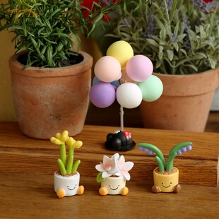 迷你小植物微景观多肉花盆装饰可爱车载饰品萌萌家居送礼桌面摆件