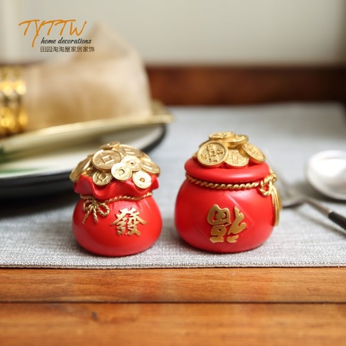 吉祥摆件可爱聚宝盆蛋糕装饰