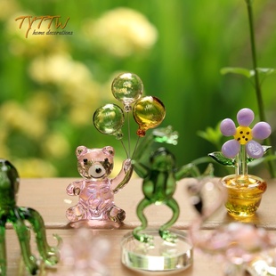 创意琉璃玻璃小花多肉动物盆栽橱窗情人节工艺品礼物家居装饰摆件