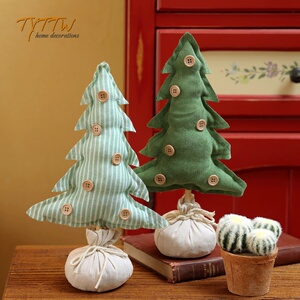 绿色系童话森林风格布艺树家居饰品摆件道具店铺橱窗装饰礼物