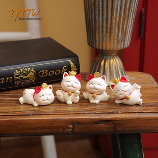 吉祥可爱小招财猫汽车家居橱窗吉祥物发财猫蛋糕装饰新年礼物摆件