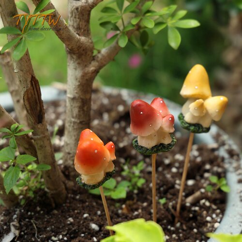 卡通树脂蘑菇花插花盆装饰摆件