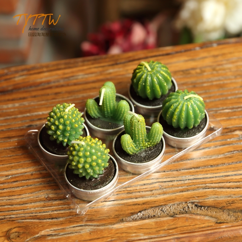 網紅ins仿真植物多肉仙人掌蠟燭