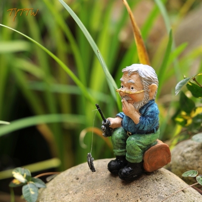 可爱钓鱼老人阳台花园装饰摆设