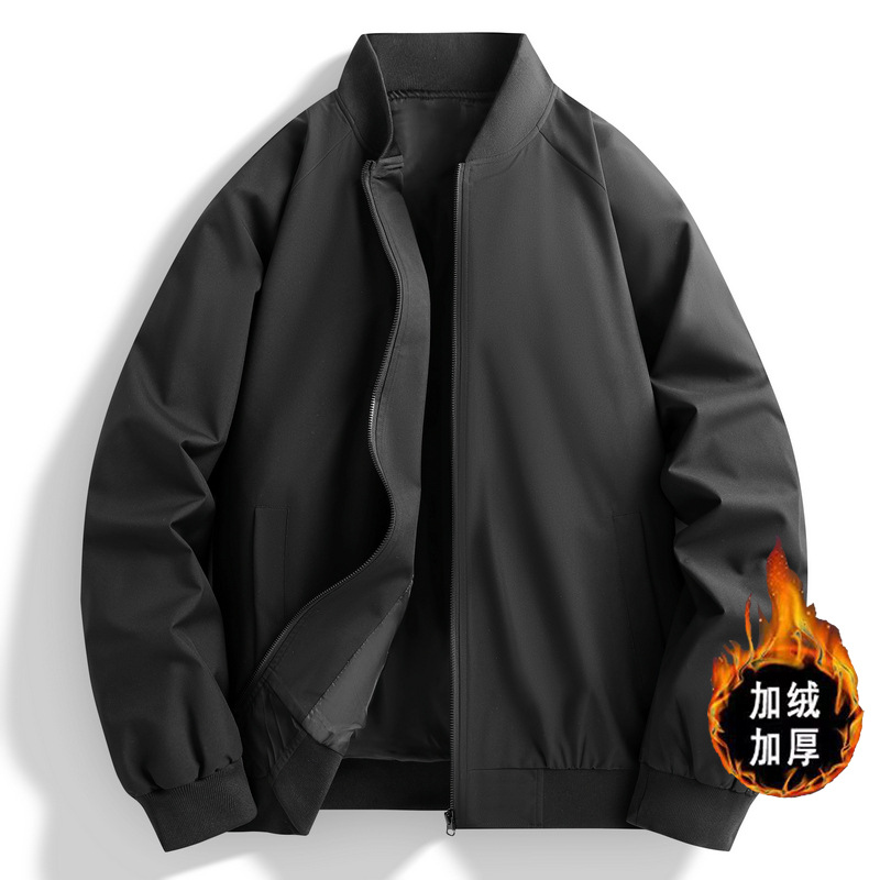 新款男士休闲夹克男棒球领纯色夹克外套男适合二次开发加绒加厚
