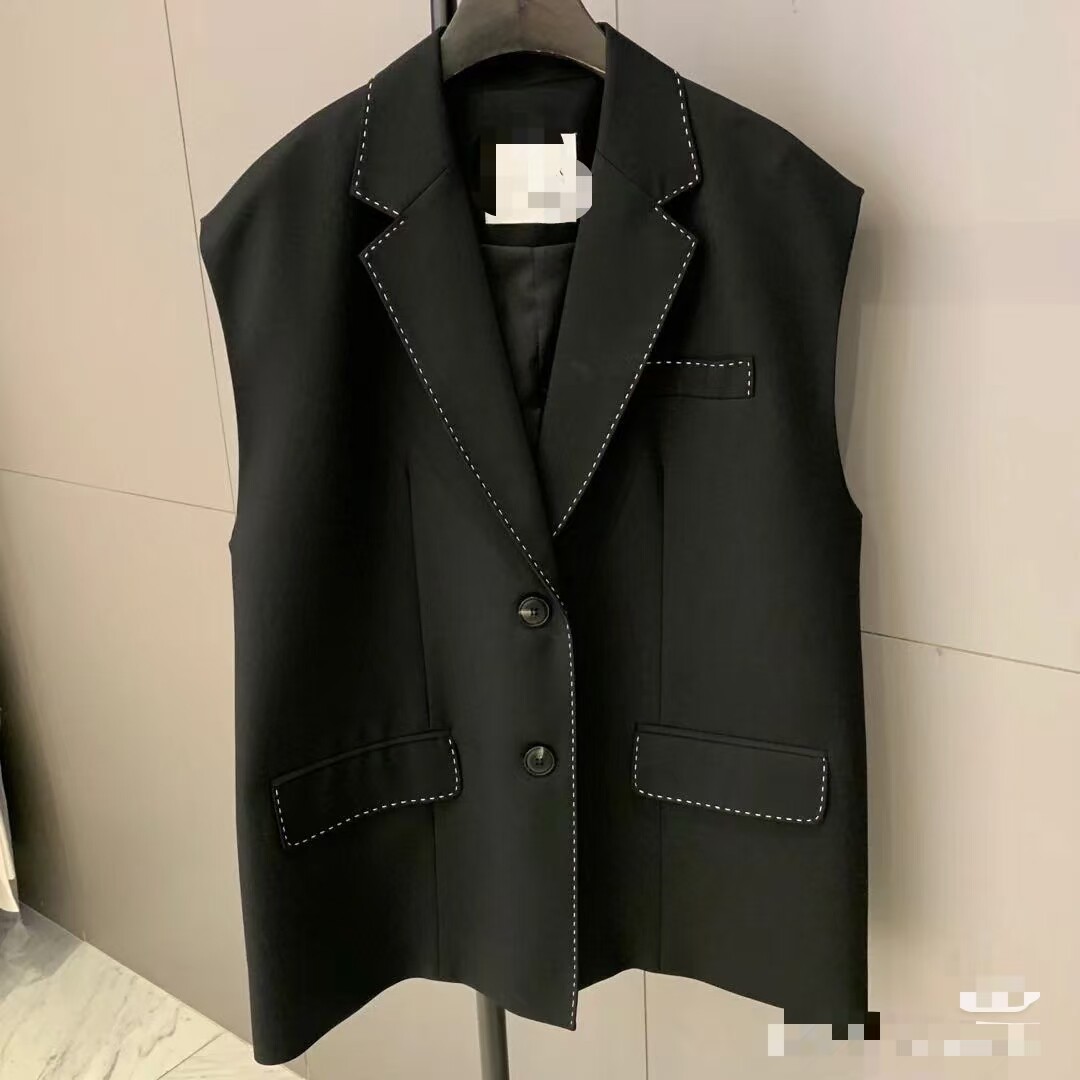 现货春秋新款无袖西服马夹韩国东大门洋气宽松大码西装外套女
