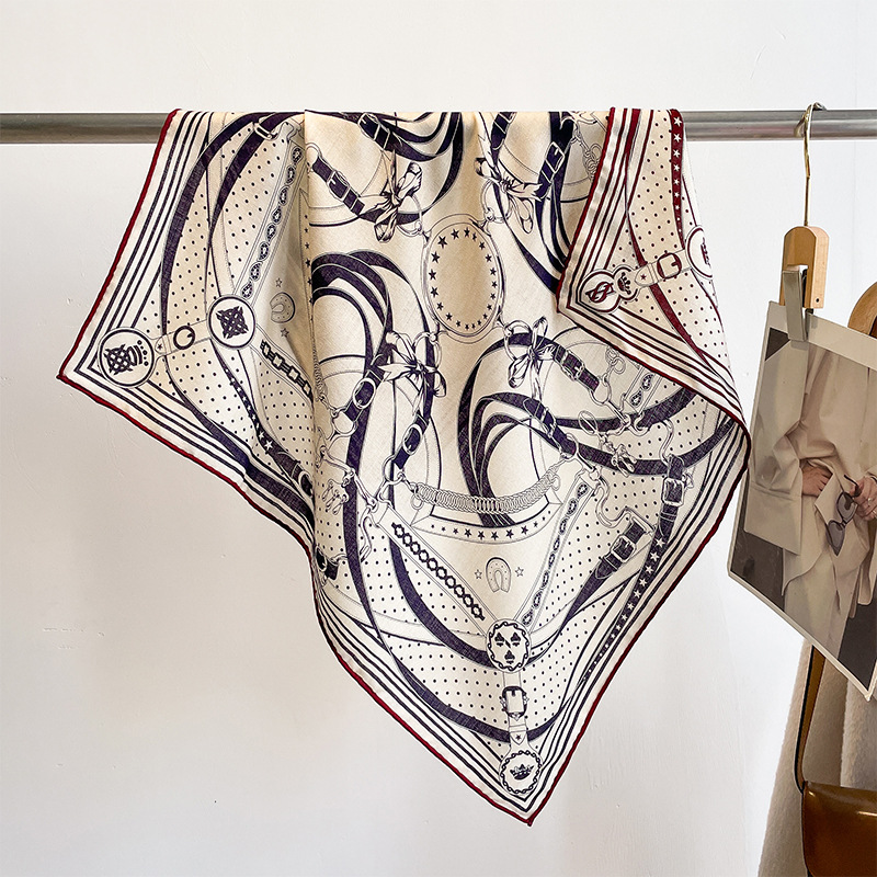 65cm双面双色高档印花丝毛方巾