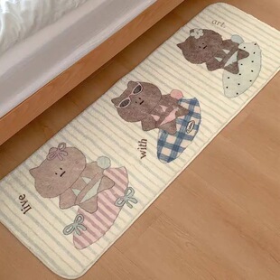 黑皮小猫仿羊绒地毯床边毯飘窗垫女生房间床前长条垫懒人沙发地垫