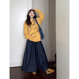 入秋穿搭一整套女美式oversize圆领卫衣慵懒风长袖上衣休闲裤套装
