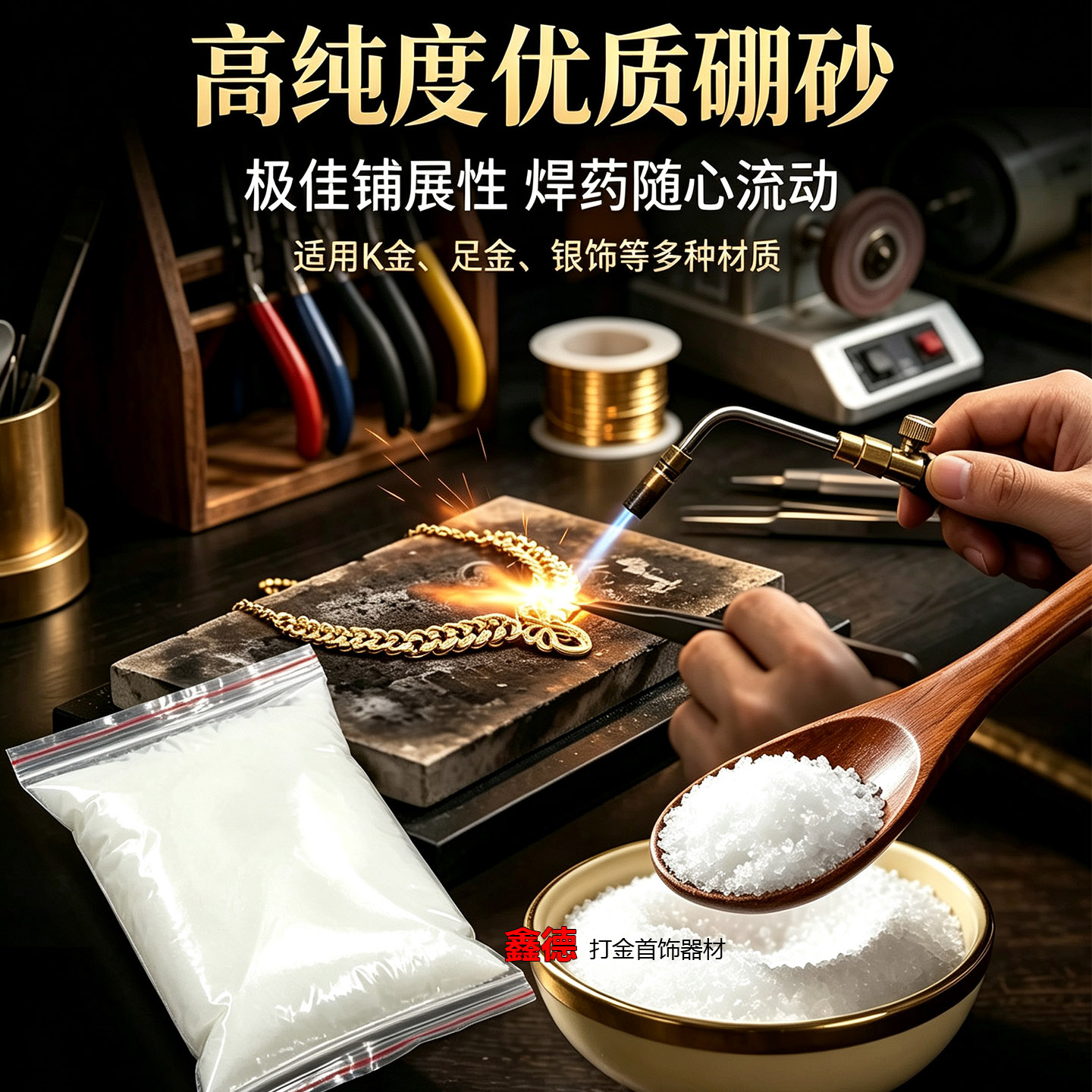 硼砂熔金助焊剂熔炼黄金银辅助融化高纯硼砂硼砂粉焊接打金工具