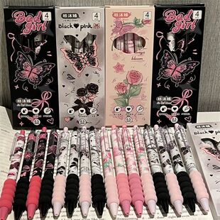 晨光同款蝴蝶玫瑰花系列ins风高颜值st头速乾刷题笔少女心中性笔