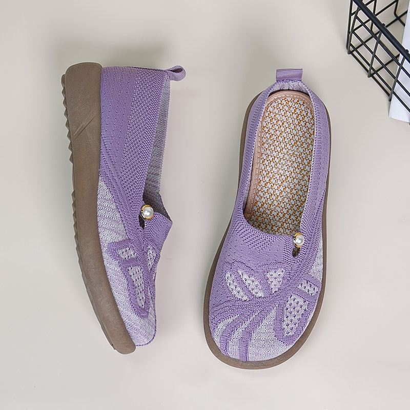 春夏新款老北京布鞋中老年舒适单鞋一脚蹬妈妈鞋女轻便软底飞织,女鞋,网面鞋,淘宝优惠券,粉丝福利购,淘宝优惠卷