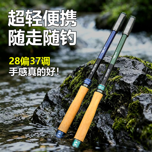 短节便携钓鱼竿超轻白条小物竿
