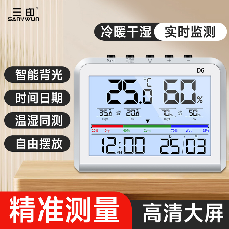 现货电子温湿度计工业高精度家用室内数显干湿表客厅办公室温度计