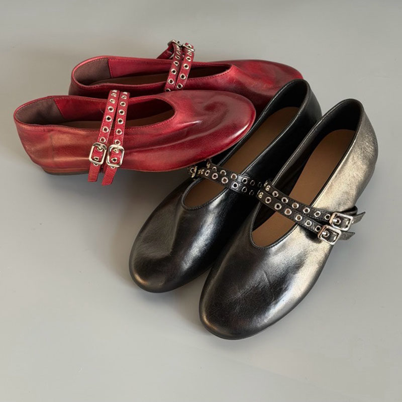 小众法式复古铆钉玛丽珍鞋马皮水洗复古双扣带玛圆头浅口芭蕾舞鞋,女鞋,玛丽珍鞋,淘宝优惠券,粉丝福利购,淘宝优惠卷