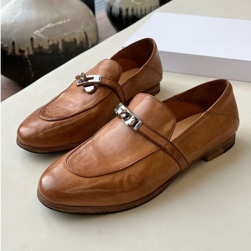 真皮英伦风水洗马皮锁扣乐福鞋女圆头一脚蹬通勤单鞋不累脚小皮鞋,女鞋,乐福鞋（豆豆鞋）,淘宝优惠券,粉丝福利购,淘宝优惠卷