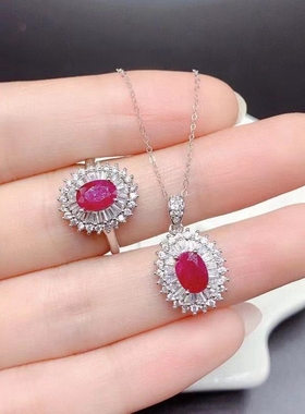 s925纯银套装空托原创戒指吊坠