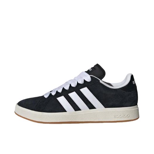 Adidas阿迪达斯Grand Court Base男女黑白绒面运动休闲板鞋IH6184