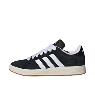 Adidas阿迪达斯Grand Court Base男女黑白绒面运动休闲板鞋IH6184