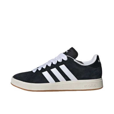 Adidas阿迪达斯Grand Court Base男女黑白绒面运动休闲板鞋IH6184