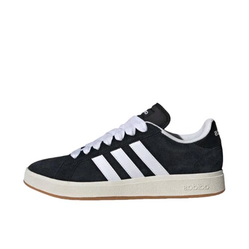 Adidas阿迪达斯Grand Court Base男女黑白绒面运动休闲板鞋IH6184