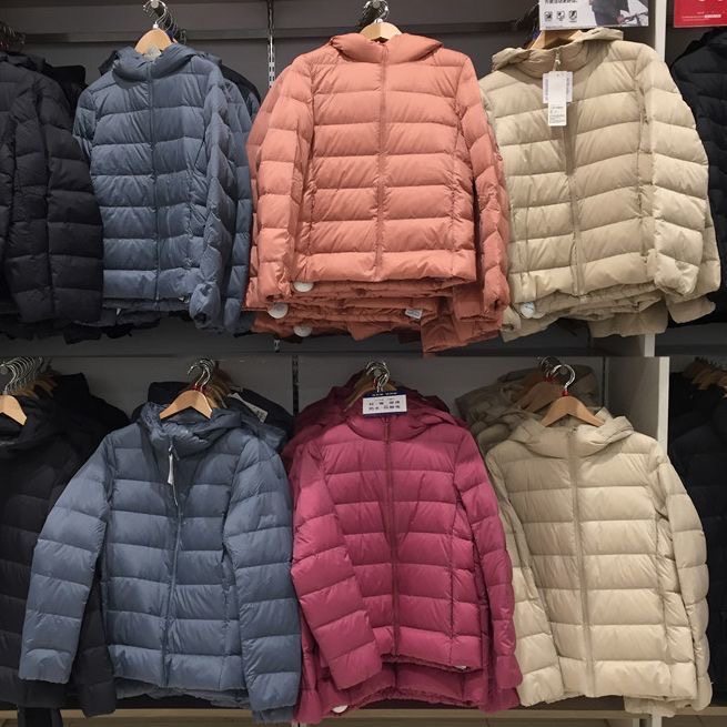 日本优衣轻薄羽绒服女连帽