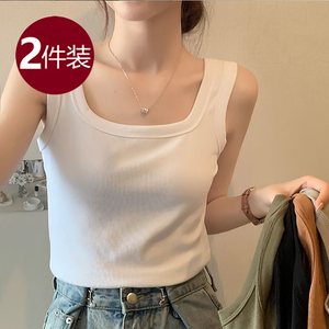 日本良品纯棉白色小吊带背心女内搭U型美背遮副乳上衣外穿短款夏