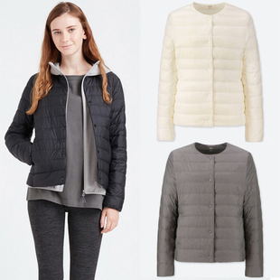 日本优羽绒服女士无领内胆2025秋冬新款 校服内搭上衣 轻薄保暖短款