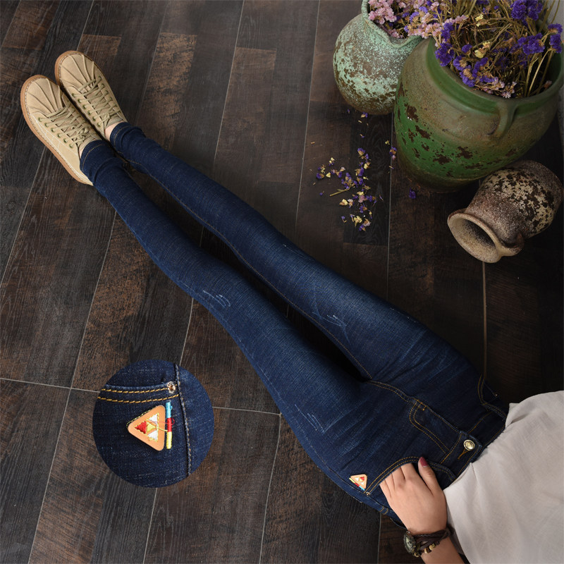 2019 Autumn new pattern Jeans Pencil Pants Pencil pants Paige Show thin trousers Korean Edition Tight fitting Elastic force Embroideryin the Women's clothing/Boutique , Jeans  category - from Buy2taobao.com to provide professional Taobao agent buy service