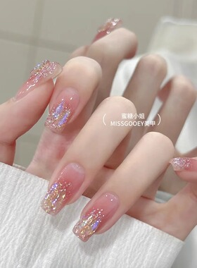 【气质女神】气质女神腮红细闪琉璃超爱纯手工定制美甲穿戴贴片