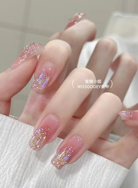 【气质女神】气质女神腮红细闪琉璃超爱纯手工定制美甲穿戴贴片