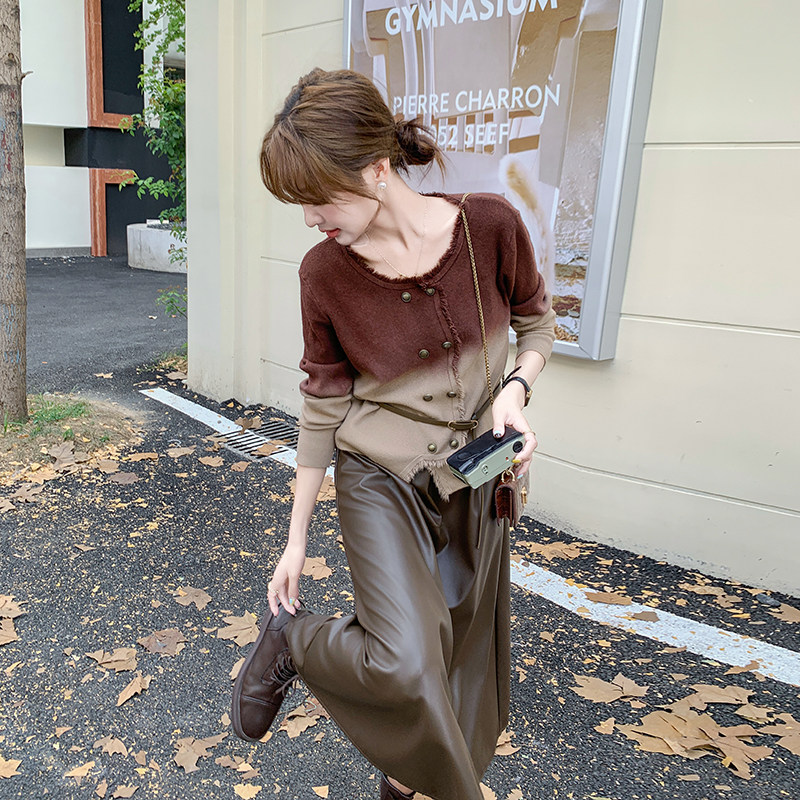 超火渐变色小香风裙女春秋2025新款盐系轻熟穿搭半身裙,女装连衣裙,维壹