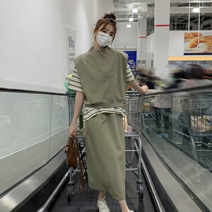 现货！时尚运动短袖卫衣半身裙三件套装2C166-3001P140控198图片