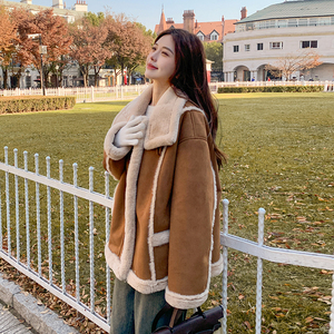 羊羔毛皮毛一体冬季韩版复古加厚小个子外套 3095P190K278图片