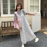 今年流行漂亮灰色T恤裙女夏季蕾丝吊带裙夏装搭配一整套韩系，女装连衣裙，维壹
